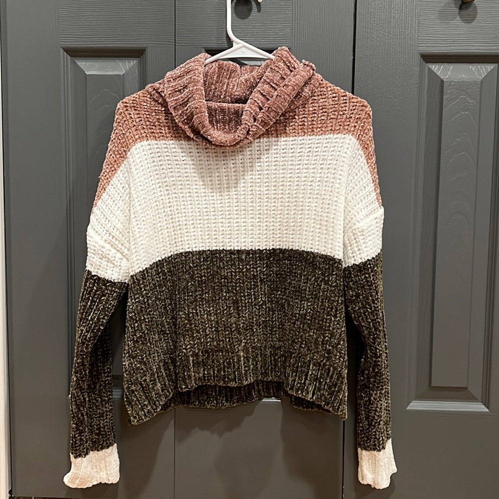 Multi Colored Cowl Neck Sweater